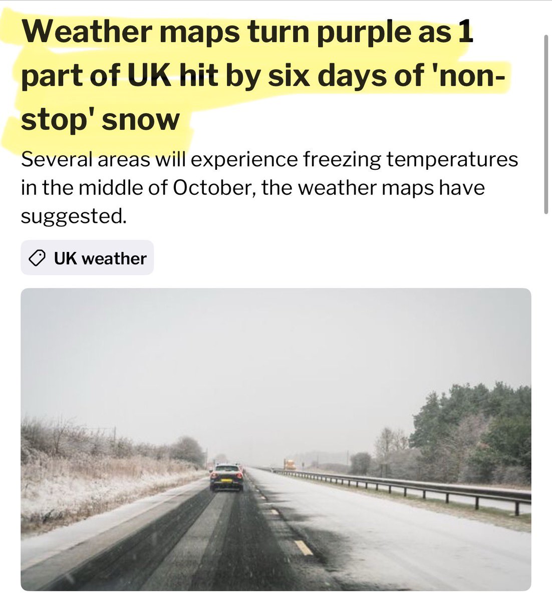 Artemisfornow's tweet photo. In March 2000 the British press printed that British children would “not know what snow is” due to global warming.

The British press is now predicting snowmageddon in October.

Interestingly in 2010 the UN decided “climate CHANGE” covered all bases 🤡 https://t.co/12qHu5yOQL