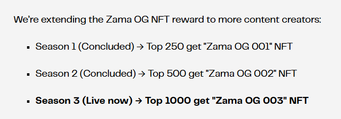 Vậy dự đoán mùa 3 sẽ có sự cạnh tranh khốc liệt hơn mùa 2 nhiều vì:
- Dự án tiết lộ các Zama OG khác nhau thì benefit khác nhau --> Sỡ hữu nhiều nhất thì càng bú mạnh kk
- Người mới FOMO vô như mình là ví dụ mà không biết có lọt nổi top 1000 không.
- Phần