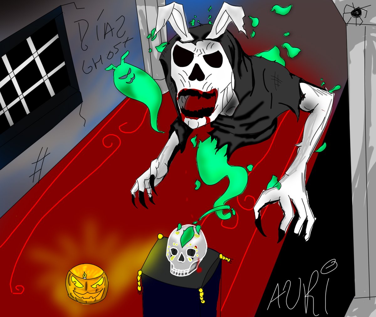 bueno <a href="/BlastyBunny/">BunnyBlasty 🐇💀 - Horror vtuber</a>
#Bunnythepyoms Acá esta mi dibujo del pyoms terrorifico Día 2: fantasmas