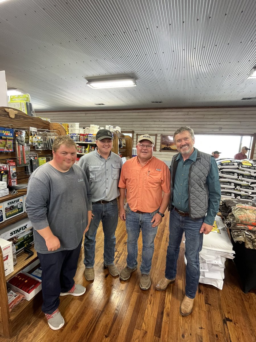 RepThomasMassie's tweet photo. I stopped by the Mays Lick location of Hinton Mills (est 1918) and caught up with Bud Hinton. He literally helped build the foundation of this building in 1968… he held the tape measure! Charlie Boyd and sons were in the store. They’re world renowned breeders of Angus cattle. https://t.co/meoTX1smcC