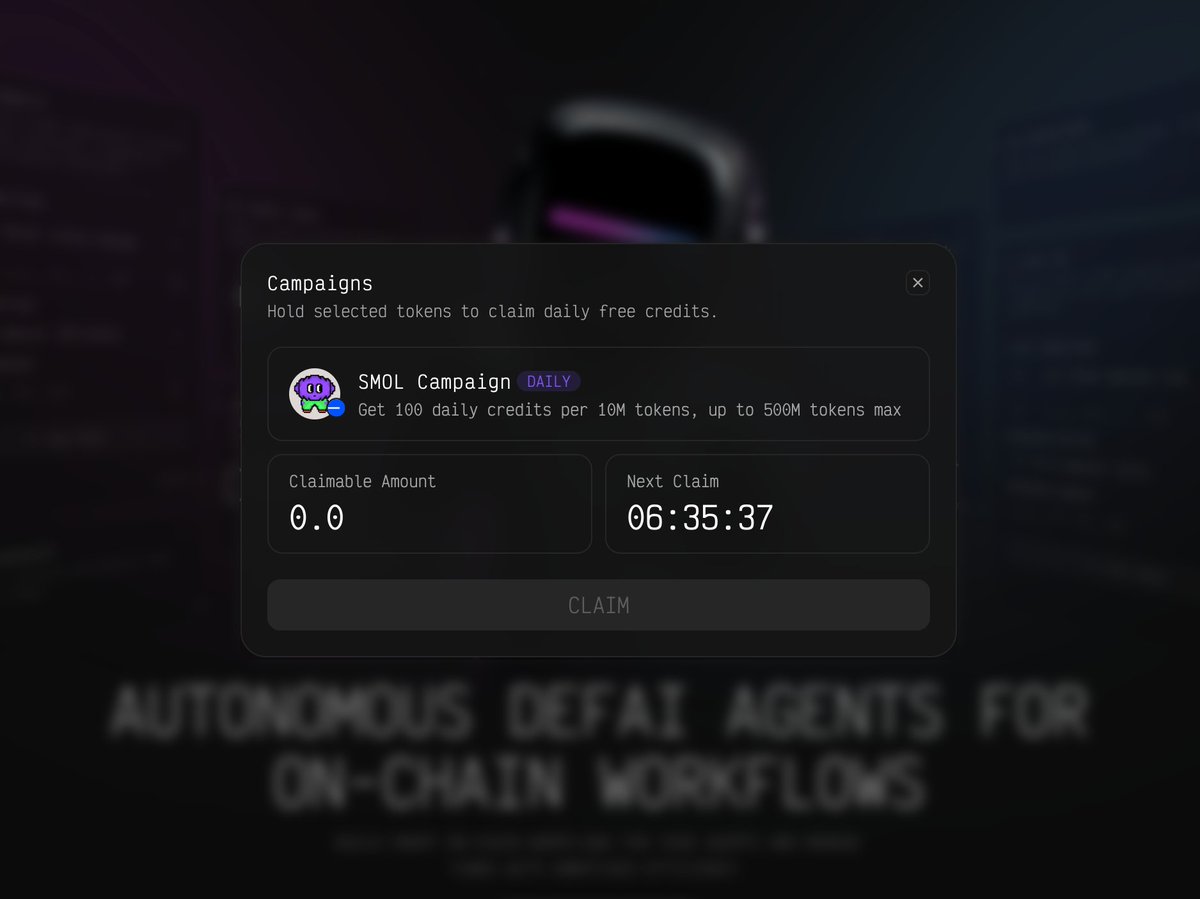 Token-Gated Access is live.

✅ Hold 10M+ $SMOL → onboard instantly, no password needed
✅ Welcome gift: 50K free credits
✅ Daily credit farming: for every 10M $SMOL, claim +100 free credits

And this is just the start, new tokens added every week.
Which token should unlock