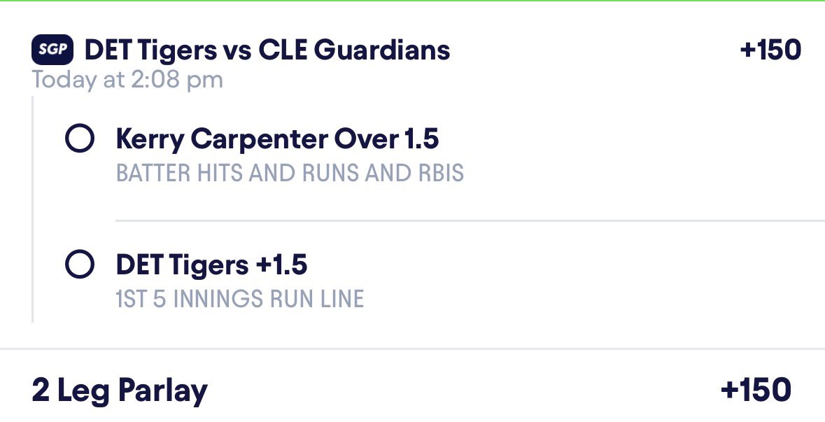 SplitterDFS's tweet photo. Tigers v Guardians ⚾️

Kerry Carpenter Over 1.5 Hits+Runs+RBIs

Detroit Tigers +1.5 F5 Run Line

Parlay 🎟️; +150

#MLB #GamblingTwitter #DFS #Sportsbettingpicks #Draftkings #Parlay #Sportsbook #Prizepicks https://t.co/kwDrlNP2P8