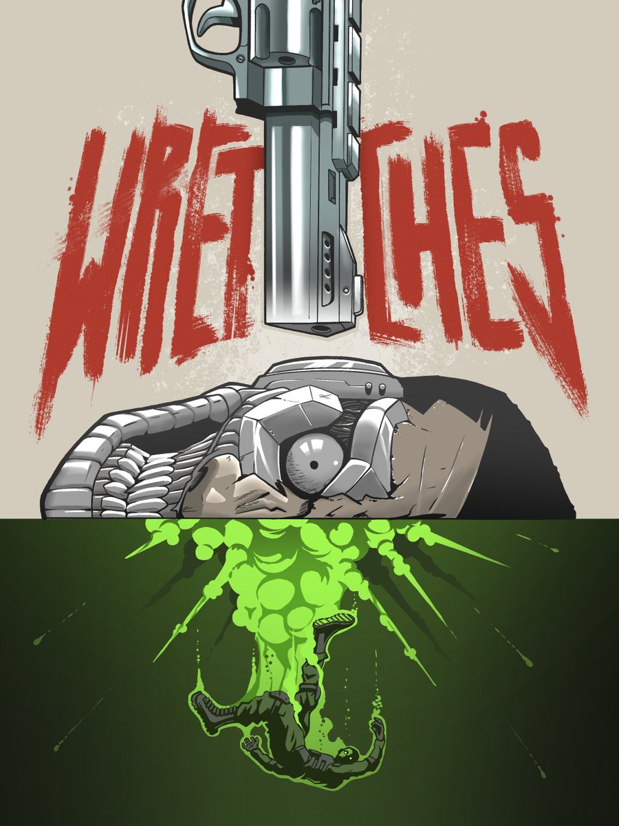 Honored to contribute an alternate cover for my friend <a href="/RoachWrites_/">Roach✍️ Writes</a> comic, Wretches. 

He sent me the story and I accidentally read the entire thing in one sitting. I look forward to working with him in the future when I finally start turning my Slimes stories into scripts.