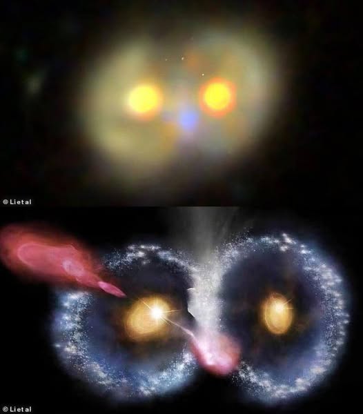 BREAKING🚨: The James Webb Space Telescope has captured the "Cosmic Owl" - a bright collision between two galaxies billions of light years away.  

The images are like a window into time: these two ring galaxies crashed into each other about 38 million years ago.