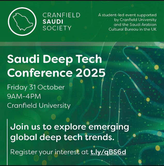 يسر <a href="/LCSAUK/">النادي السعودي في كرانفيلد</a> بالتعاون مع <a href="/CranfieldSaudis/">Cranfield Saudi Society</a> الإعلان عن #مؤتمر_التقنيات_العميقة_السعودي_2025 بدعم من <a href="/uksacborg/">الملحقية الثقافية السعودية بالمملكة المتحدة - لندن</a> و <a href="/CranfieldUni/">Cranfield University</a>
لتذاكر الحضور و تفاصيل المؤتمر 
t.ly/qBS6d
للمشاركة
t.ly/1T8Lr
للتطوع
t.ly/RexDr
للإستفسارات
deeptech@cranfield.ac.uk