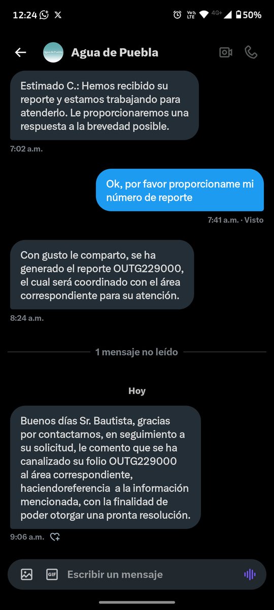 ManahuiS's tweet photo. @AguadePuebla Entiendo que la persona que contesta no tiene la autoridad para resolver, pero, de nuevo mi reporte fue canalizado al área correspondiente, entonces los vecinos y su servidor, tomaremos la opción de comprar pipas de agua para hacer el trabajo de @AguadePuebla , abastecer agua https://t.co/NWbswQHpgK