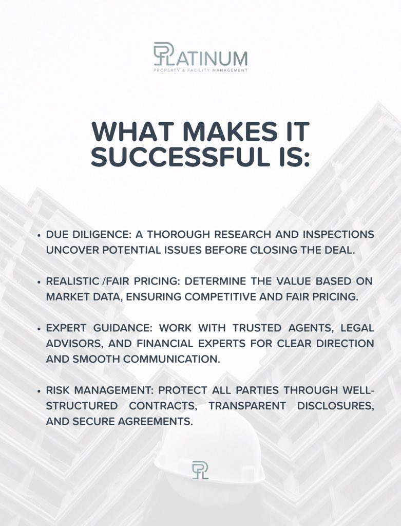 PlatinumPFM's tweet image. The foundation of a successful property transaction lies in thorough due diligence, fair pricing, expert advice, and effective risk management. At Pt-PFM, we deliver precision and transparency every step of the way.
 #PropertyInEgypt #propertysolutions