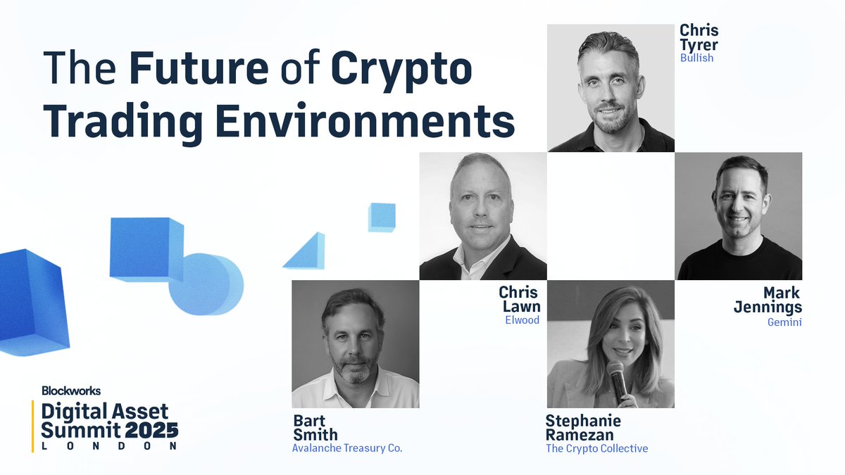 DAS: London Agenda Spotlight How will crypto trading environments evolve  with the uptick in infra innovation, regulatory unlocks, and onchain  liquidity? Hear takes from @cjrtyrer @Gemini @elwood_io @gbartsmith  @StephanieRamez Oct 13th |