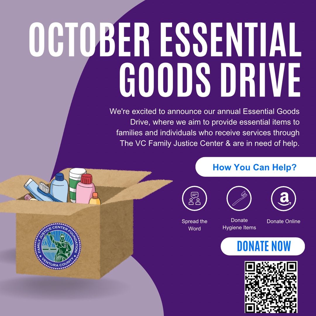 October is Domestic Violence Awareness Month 💜

This month, my office is collecting essential goods to support families and individuals served by the Ventura County Family Justice Center (FJC). Every donated item offers hope and practical help for those breaking free from