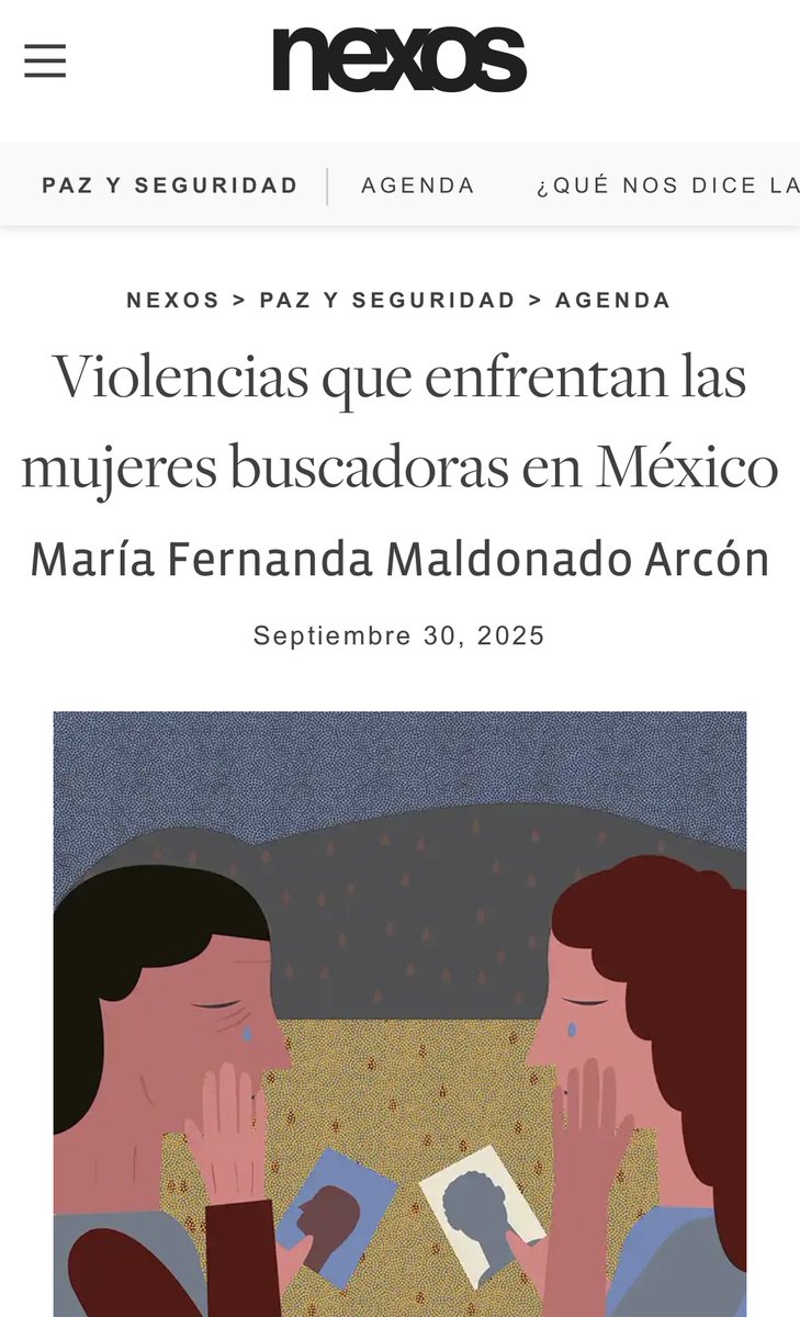 polcrymed's tweet photo. #LecturaRecomendada Te invitamos a leer el artículo publicado en la Revista @nexosmexico por nuestra Investigadora María Fernanda Maldonado @mafemal7  titulado “Violencias que enfrentan las mujeres buscadoras en México”. #BuscarSinMiedo Léelo aquí: https://t.co/keYr8DZoJH https://t.co/LcCRjBwDOw