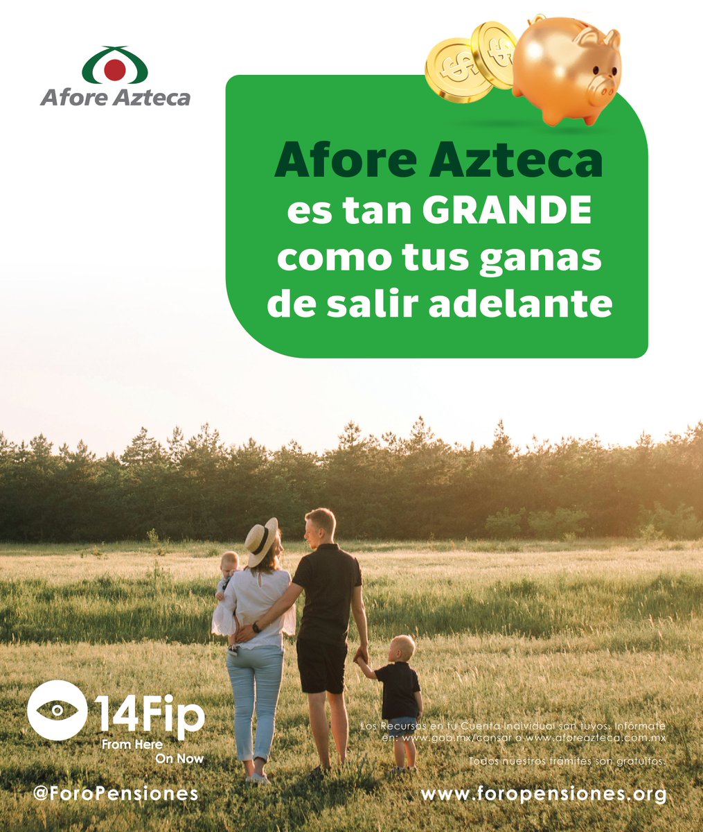 Tus ganas de salir adelante son grandes. Nuestra misión, aún más: cuidar tu futuro.

Afore Azteca Orgulloso patrocinador de la 14ª edición del Foro Internacional de Pensiones.

#14FIP #ForoInternacionaldePensiones #fromhereonnow #AFOREAZTECA