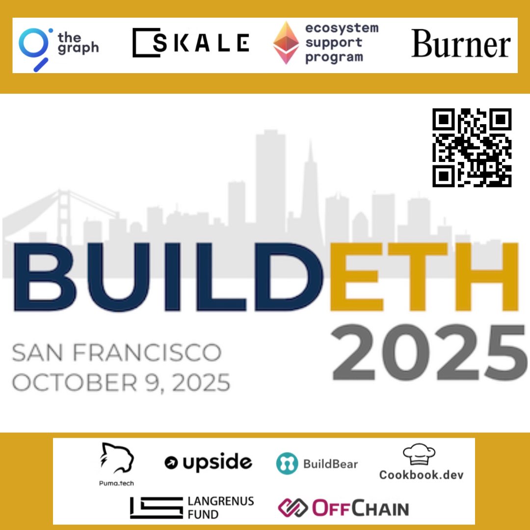 🚀 BUILDETH 2025 is here 10/9 at <a href="/HouseOfWeb3/">House Of Web 3</a> !
One-day #Ethereum dev conf on:
⚡️ DeFi &amp; RWAs
🤖 AI wallets &amp; tokenomics
🔒 zkEVMs, rollups &amp; security
🎤 Speakers from: <a href="/ethereum/">Ethereum</a> Foundation, <a href="/coinbase/">Coinbase 🛡️</a> , <a href="/SkaleNetwork/">SKALE</a>, <a href="/edgeandnode/">Edge & Node</a> + more.

🎟Free passes for students/devs
👉