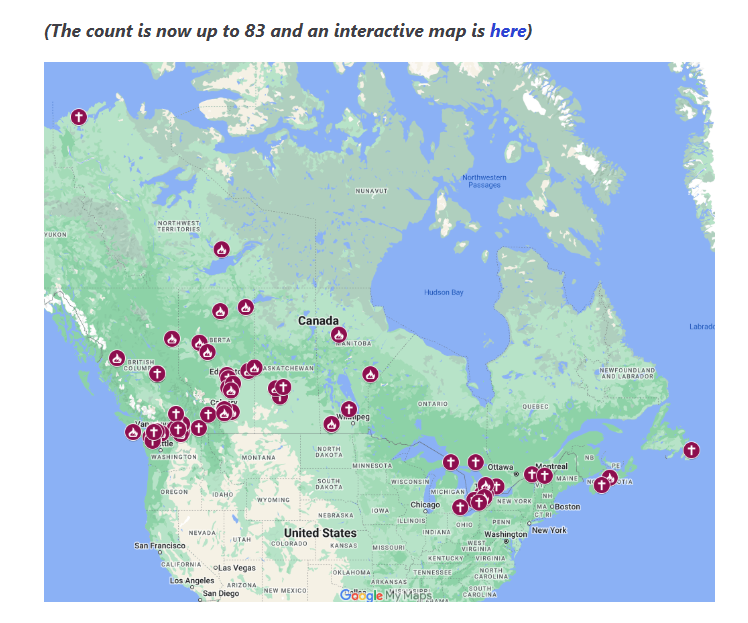ShareawareCdn's tweet image. CANADA - 48 Churches burned or vandalized to July 2021 - We are now at 110+ in Canada alone. Is demonizing the church and the faithful not a hate crime? If it is a hate crime, this is being perpetrated by elementary schools and #BCTF which continues to shame children and…