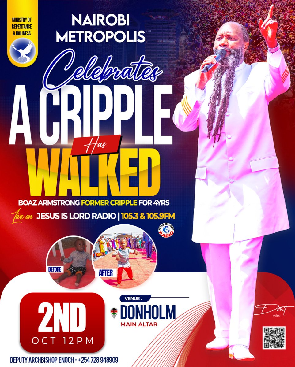 keko_k_k's tweet image. 🚨•BREAKING;

🛑A CRIPPLE HAS WALKED 🔥 

📌Name; Boaz Amstro
📌Age ; 4 years
📌 Location ;Donholm, Nairobi 
📌 Condition; Totally Crippled 

🎯•At the DECREE OF THE ETERNAL BLOOD OF JESUS by the Prophet of GOD,Prophet Dr.Owuor from Bordeaux France;He walked 

 #EndTimePower