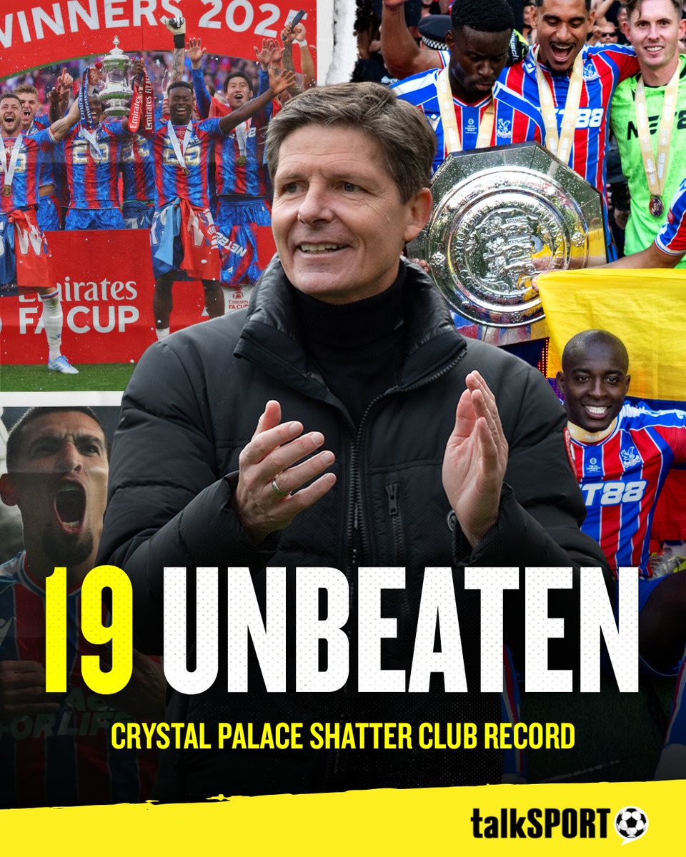 Oliver Glasner's Crystal Palace have created two astonishing pieces of club history tonight in a 2-0 win over Dynamo Kyiv:

Won their first ever match in a major European competition. ✅

Shattered the club record for most consecutive matches unbeaten in all competitions (19). 🤯