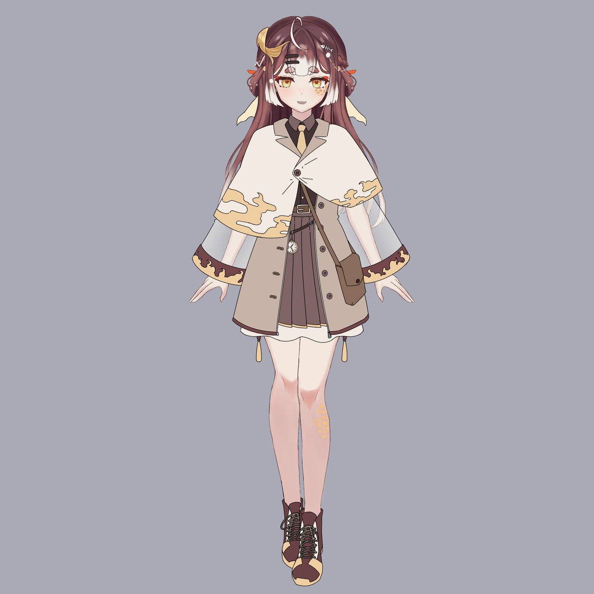 #試穿華服
第二張預測！
這次採用了類似於偵探服的設計！
鞋子的設計則是以原有的布鞋為基礎設計的短靴~