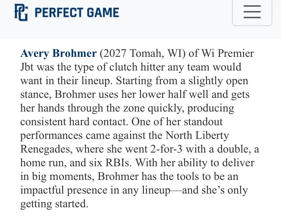 averybrohmer's tweet photo. Can’t thank @PG_Softball and @AshleyMears_PG enough for the write-up!!! @WIPREMIER1327 https://t.co/FS4Bi7HaEg