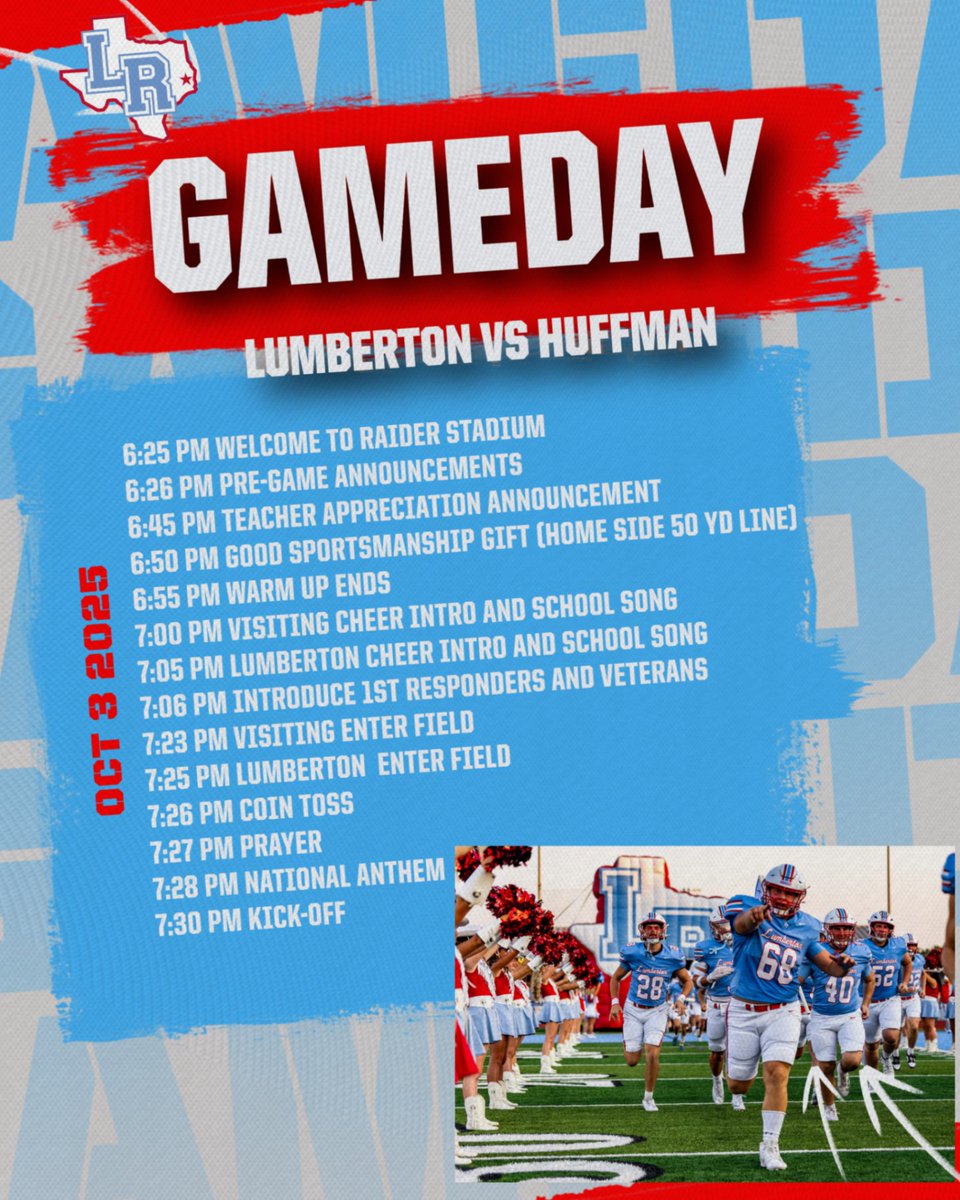 Lumberton vs. Huffman
First Responders &amp; Military Recognition Night
Friday 10/3/25