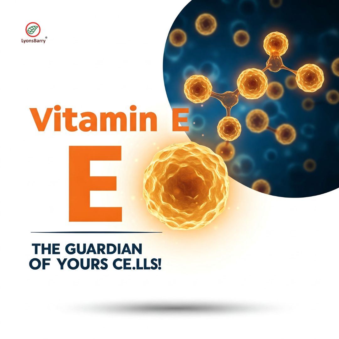 ✨ Guard your cells with Vitamin E! 💪 Antioxidant-rich, skin-loving, heart-protecting. LyonsBarry delivers premium quality for your wellness needs. #VitaminE #Antioxidants #SkinHealth #HeartHealth #LyonsBarry
