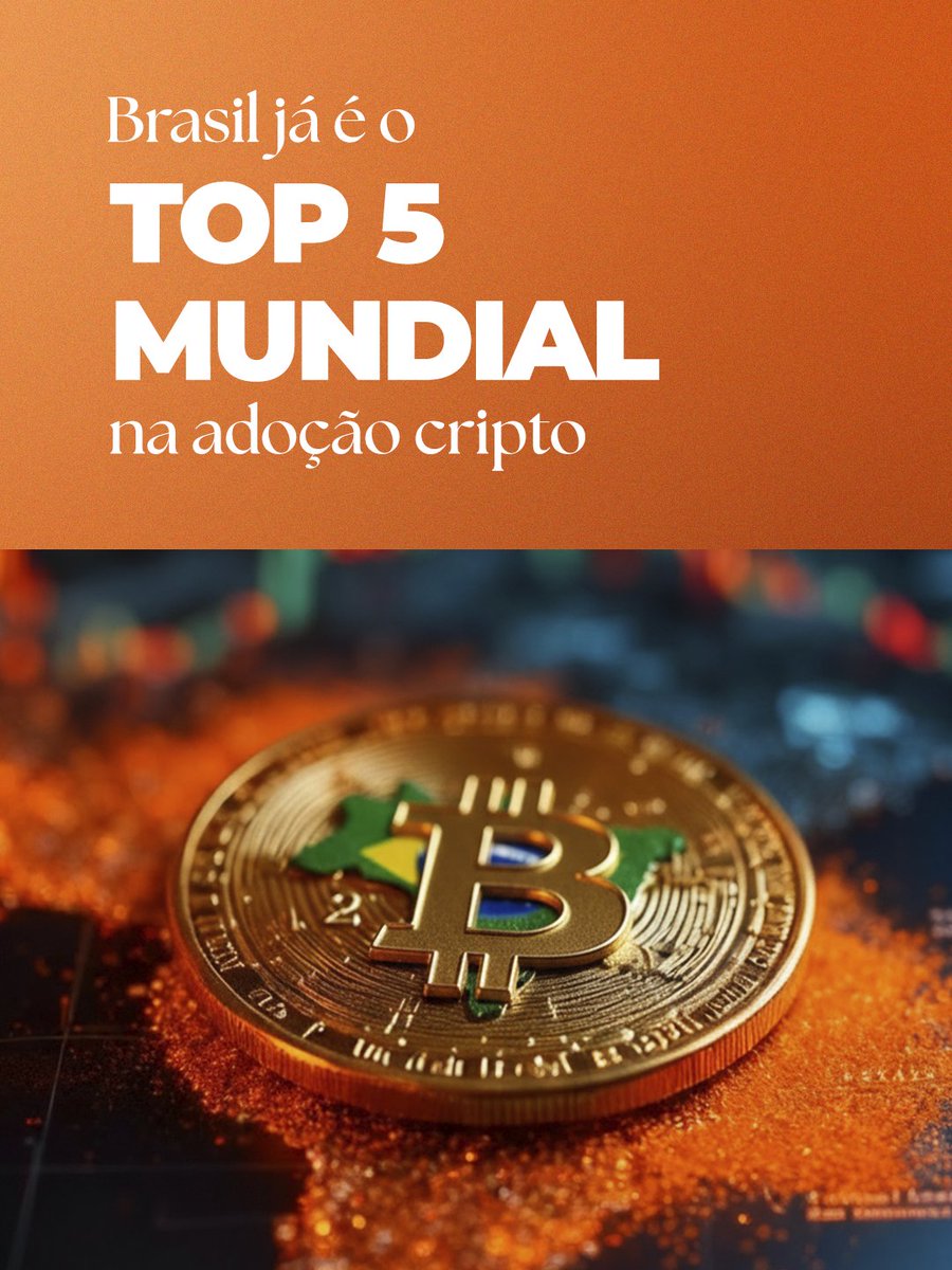 O Brasil entrou no Top 5 de adoção cripto global! 🇧🇷🚀 Saltamos da 10ª  para a 5ª posição no ranking mundial, segundo a Chainalysis. Isso mostra  que o investidor brasileiro reconheceu o