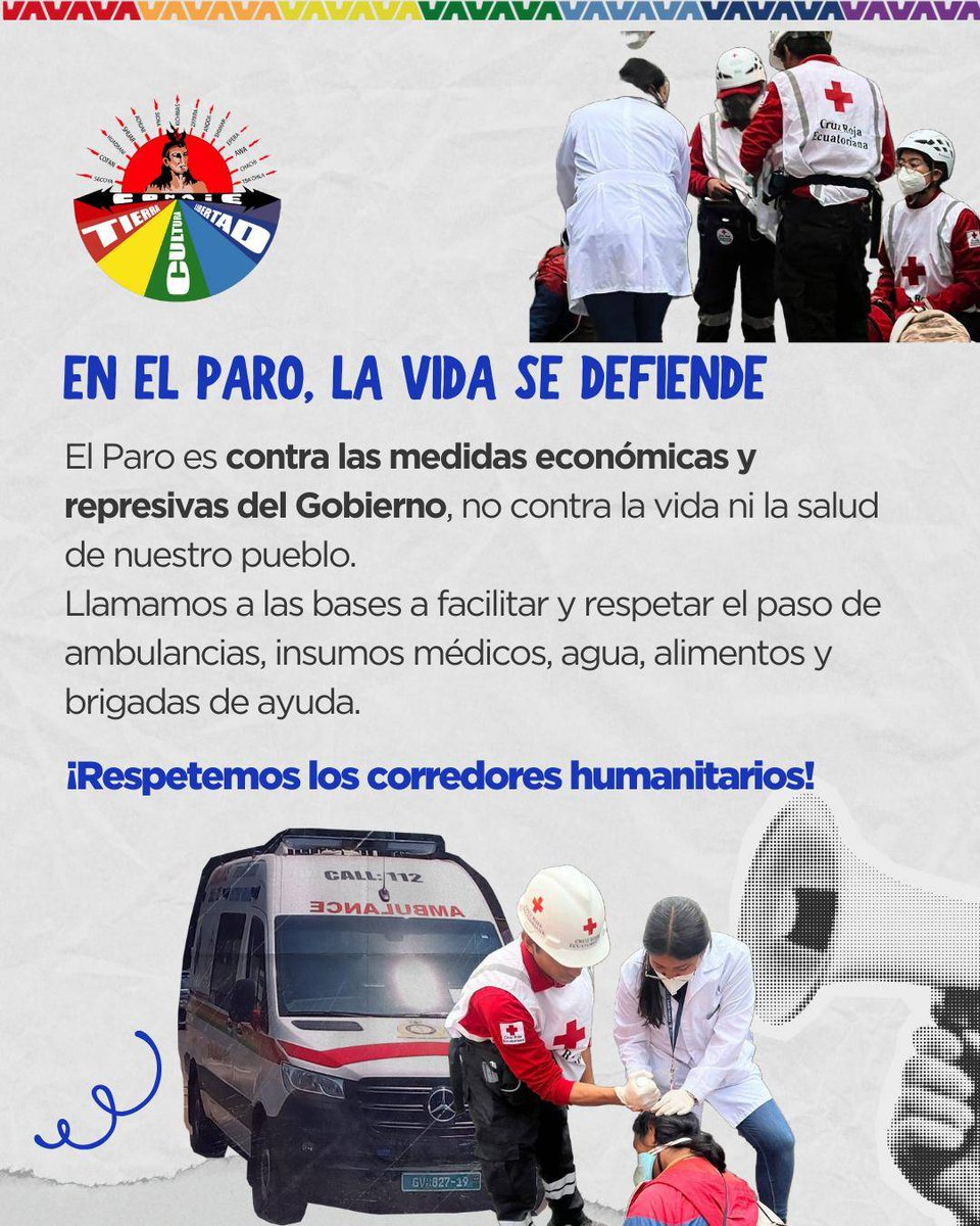 En el #ParoNacional, la vida se defiende
El #ParoNacional2025 es contra las medidas económicas y represivas del Gobierno, no contra la vida ni la salud de nuestro pueblo.

Llamamos a las bases movilizados a facilitar y respetar el paso de ambulancias, insumos médicos, agua,