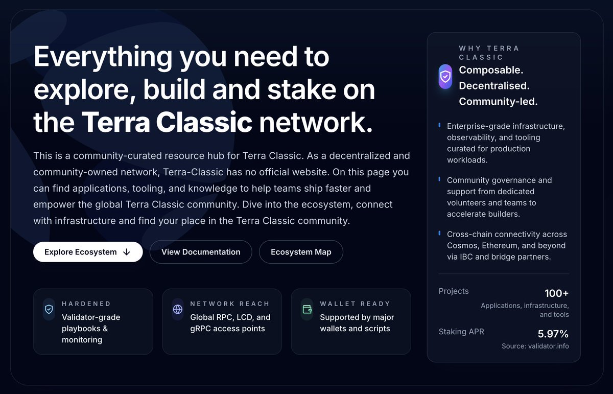 Lunctoken_org's tweet image. 📚 New Update on Lunctoken.org!
Our Get Started page now links directly to the excellent documentation maintained by @ColeStrathclyde 👉 terra-classic.io/docs/
#TerraClassic #LunaClassic #LUNC #USTC #LTK