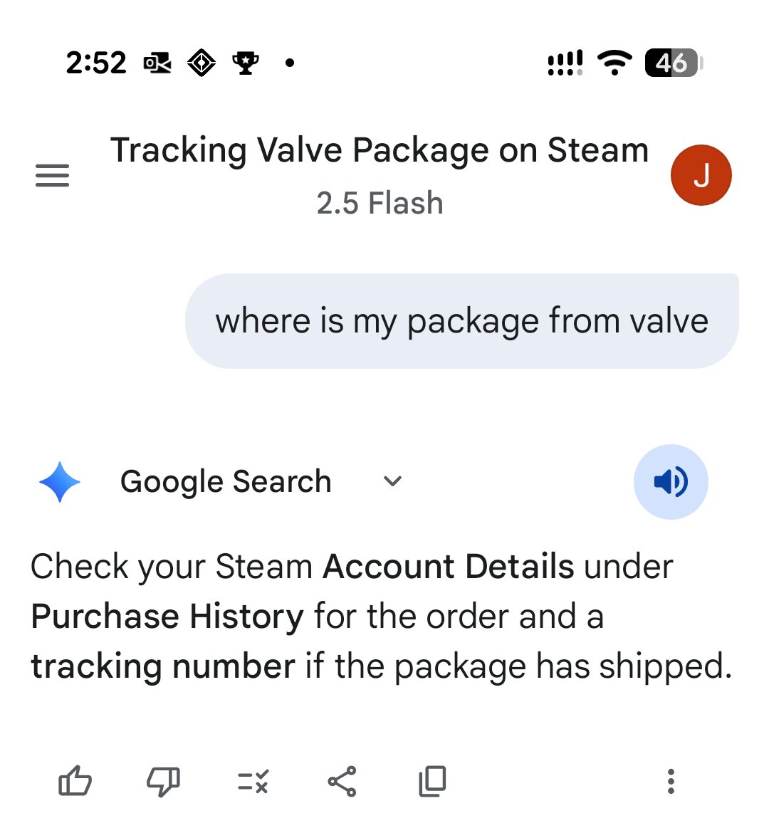 I don't get why Gmail can see my package is delayed but when I ask <a href="/GeminiApp/">Google Gemini App</a> the same thing, it doesn't know anything about it