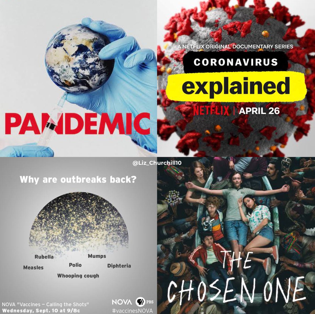 liz_churchill10's tweet photo. The Netflix shows, Pandemic: How to Prevent an Outbreak, Coronavirus: Explained, NOVA: Vaccines – Calling the Shots, and ‘The Chosen One’ are engaging in BRAINWASHING TECHNIQUES which push a DANGEROUS ‘Vaccine Agenda’.

CANCEL NETFLIX. NOW. https://t.co/OJNEGh7SH1