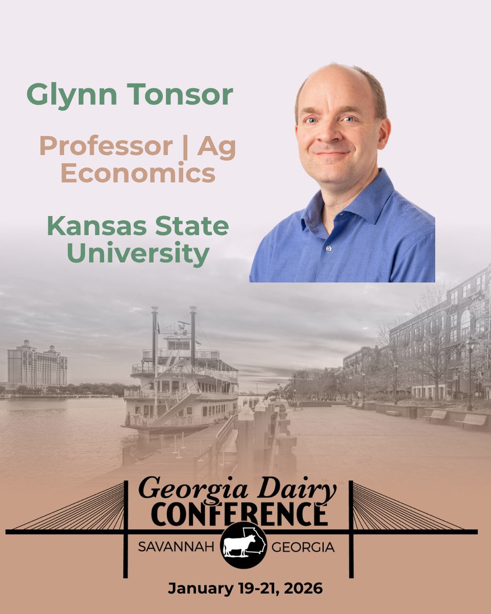 We are honored to welcome Dr. Glynn Tonsor to the 2026 Georgia Dairy Conference! Dr. Tonsor is a Professor in the Department of Agricultural Economics at Kansas State University, where his work centers on a wide range of economic issues across the meat and livestock supply chain.