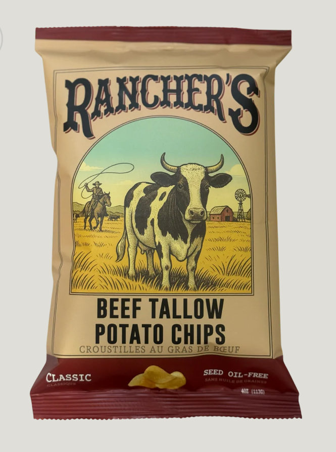 Potato chip lover?
When I was a kid our favorite potato chips had three ingredients: Potatoes, Salt, Lard. I’ve happily discovered <a href="/RanchersChips/">Rancher's Chips</a> and just placed my second order! They use beef tallow instead of lard (even more delicious) and I highly recommend if you are trying