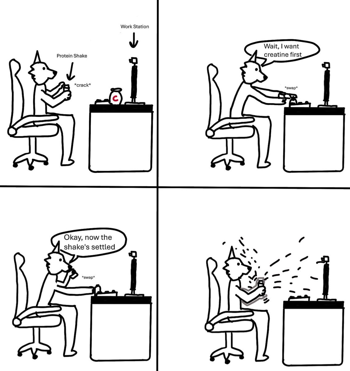After destroying one of my monitors yesterday, I thought I’d try to make a comic about what I did today