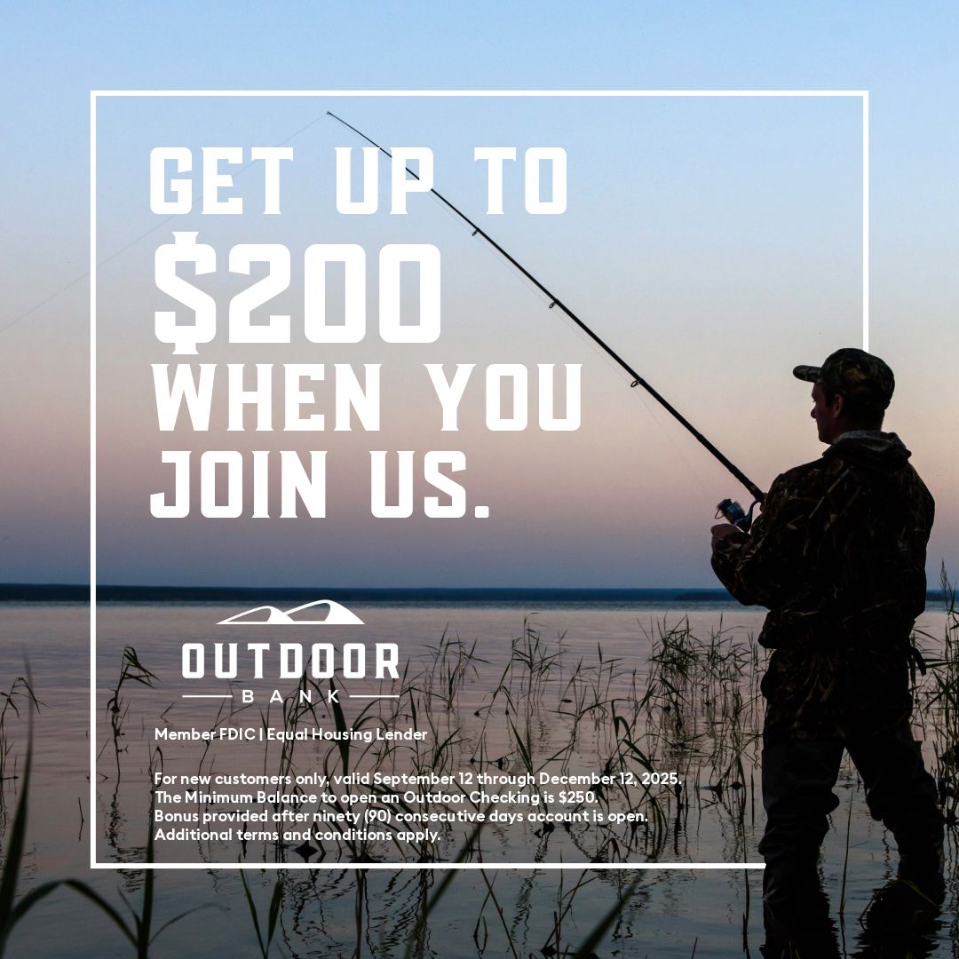 outdoorbank's tweet image. For those that have been on the fence:
A reminder that new customers can get up to $200 for a limited time when you open an Outdoor Checking account. 

We know moving banks can be a pain so we made it as easy as possible. Click the link below (or in our bio) or pop into any of…