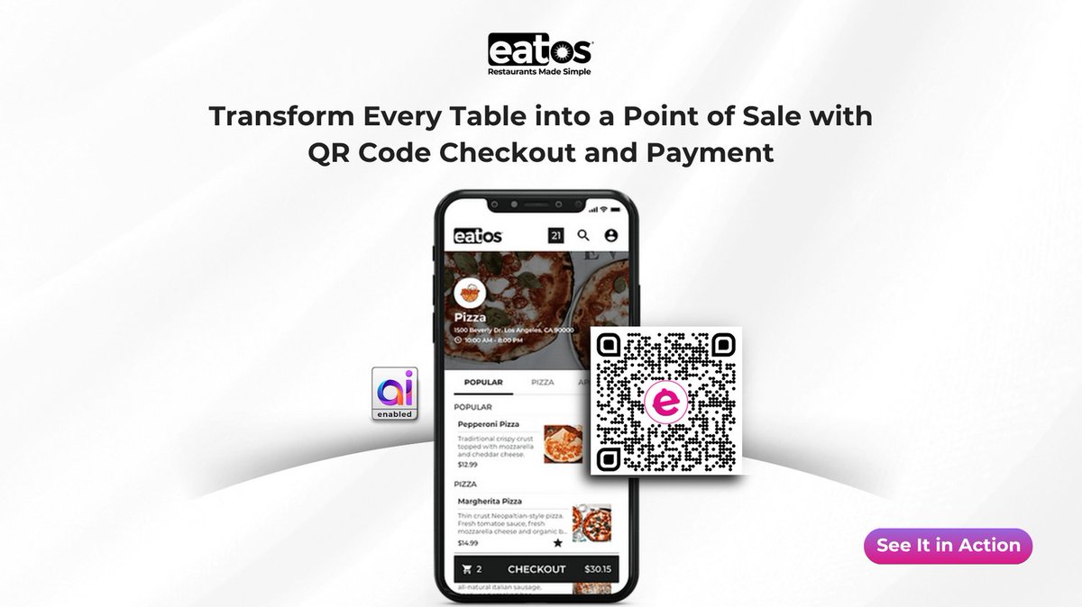 myeatos's tweet image. Guests pay, checkout, add tip and enjoy - all from
their phone. No apps, no lines, no delays.

Book a Demo @ eatos.com/bookademo

#OrderOS #eatOS #FutureofRestaurantTechnology #RestaurantsMadeSimple