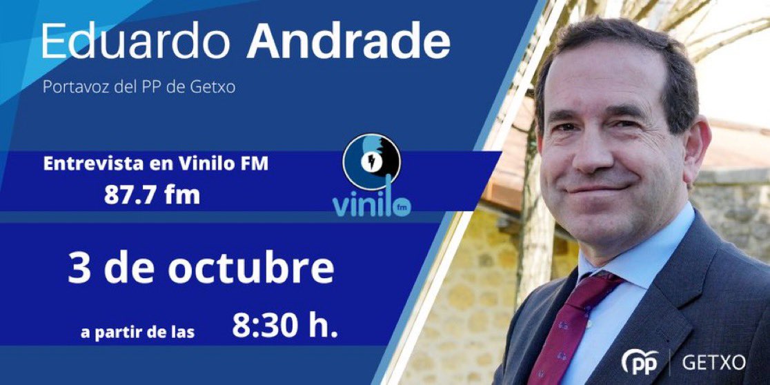 eandradepp's tweet image. 🎙Mañana, hablamos de #getxo en @VINILOFM a partir de las 8:30 horas

🗓 Viernes, 3 de octubre
🕑 8:30 horas
📻 Vinilo Fm (87.7 fm)

📹 No te la pierdas y síguela desde aquí⤵️
vinilofm.es