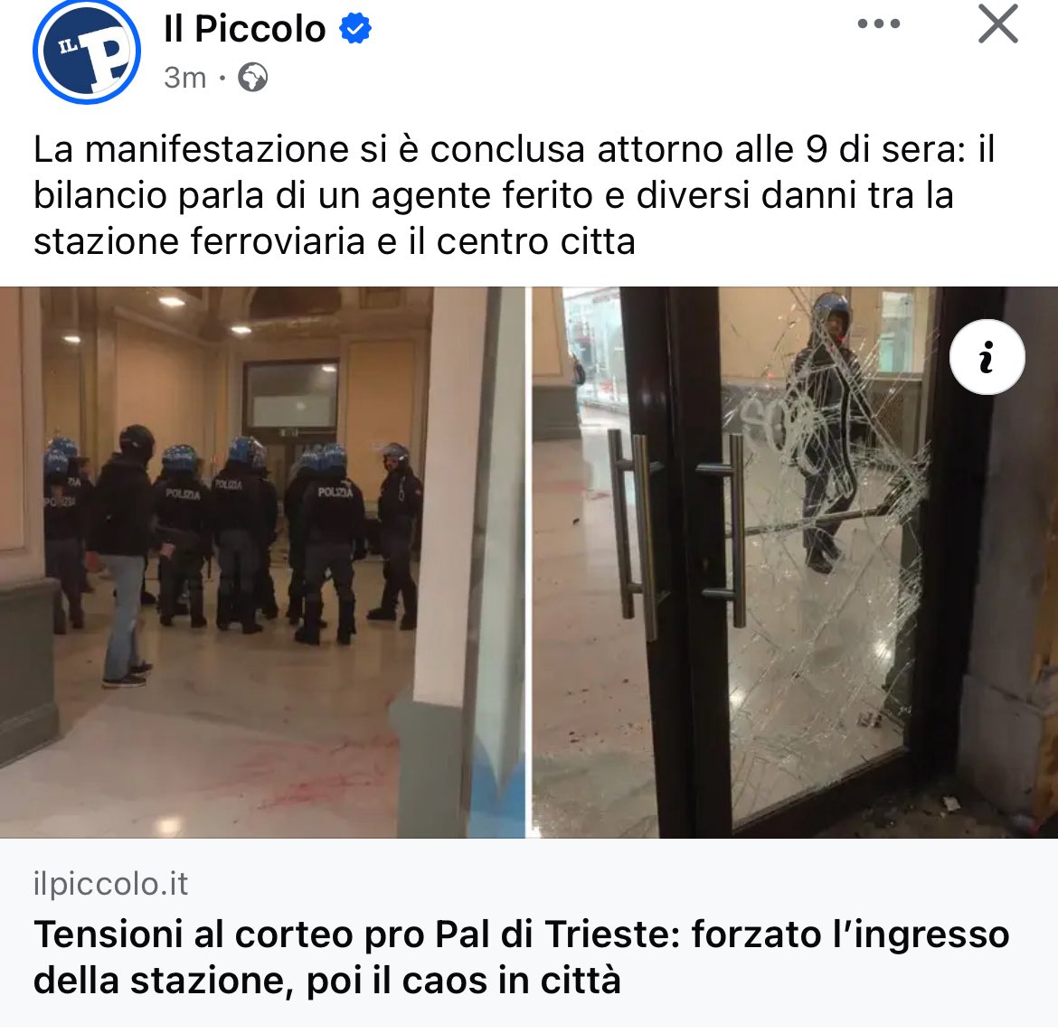 Dopo gli scontri a #Trieste, la proposta della Lega è semplice: chi rompe paga.
Chi devasta le città e spacca vetrine durante le manifestazioni deve risarcire i danni.
Massimo sostegno alle Forze dell’Ordine che difendono sicurezza e legalità.