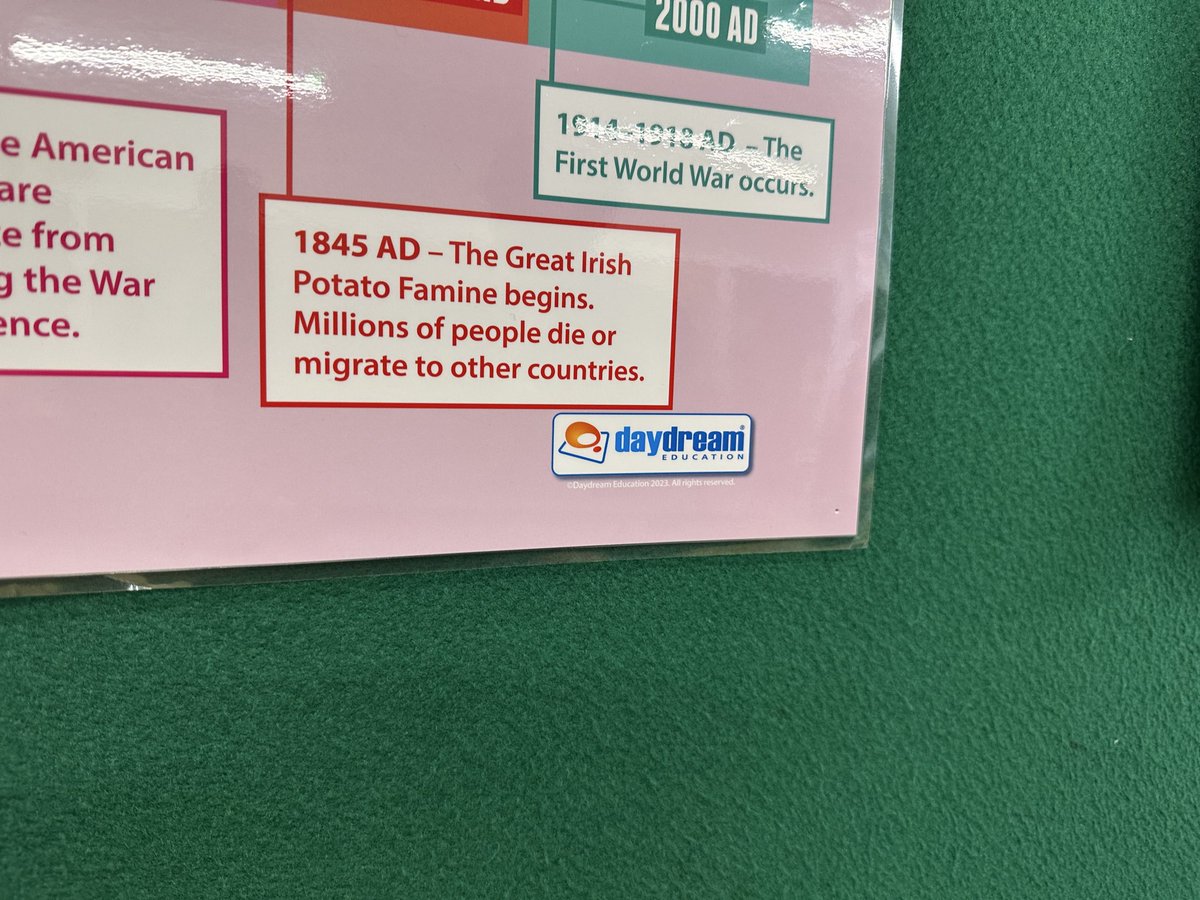 Apart from the fact that AD goes before the number, can anyone spot the embarrassingly incompetent mistake on this poster spotted in a History classroom? Manufacturer’s label included to name &amp; shame.