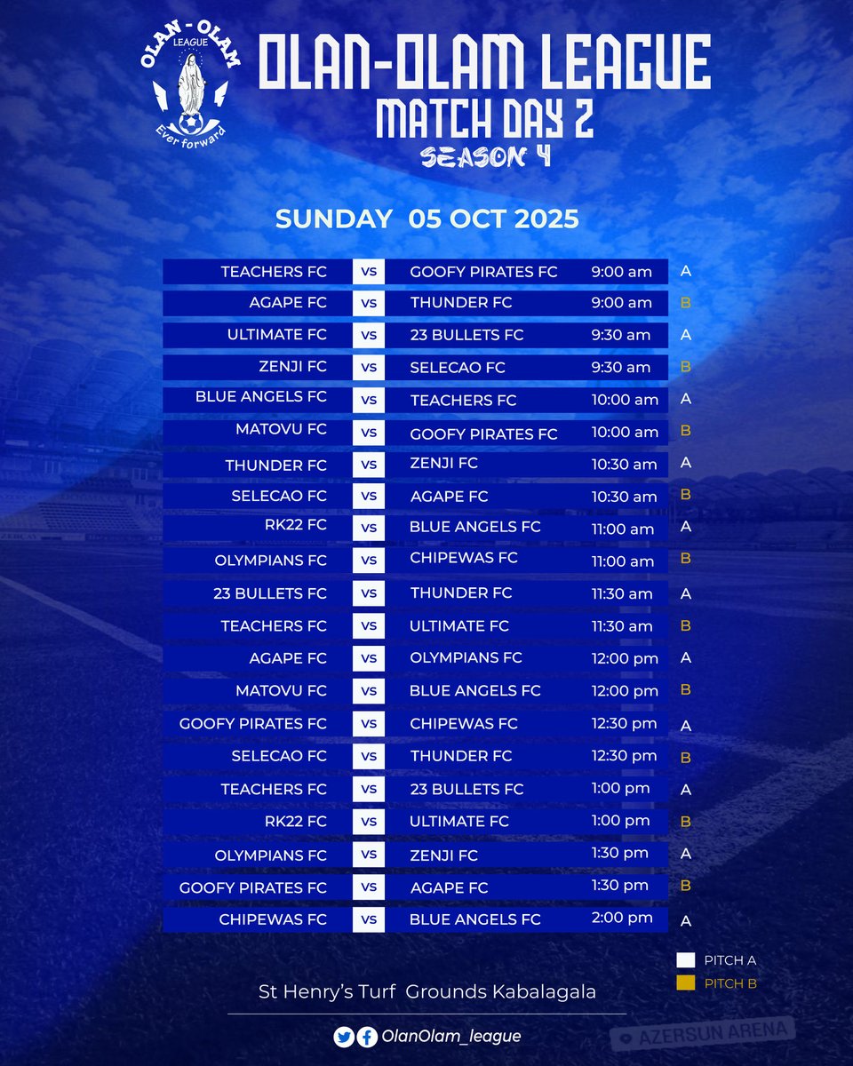 OlanOlam_League's tweet image. Game day 2 Season 4

The fixtures,,,,,,