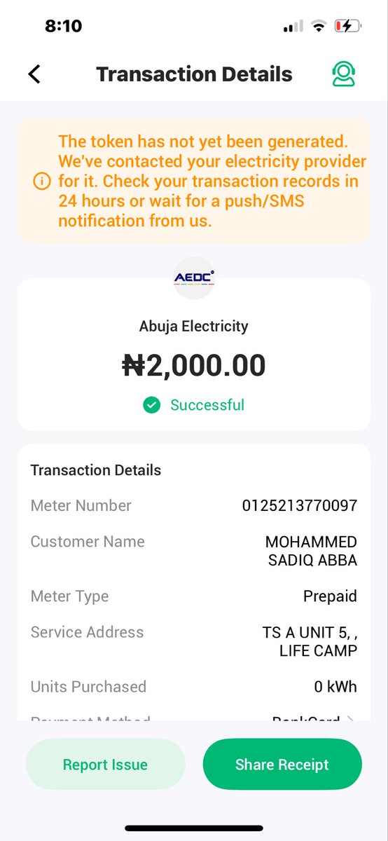 sadiqmohammed23's tweet photo. @aedcelectricity i can’t get my electricity token i have purchased electricity three times using three different platforms. Please look into this for me. https://t.co/WNA2MQqrwR