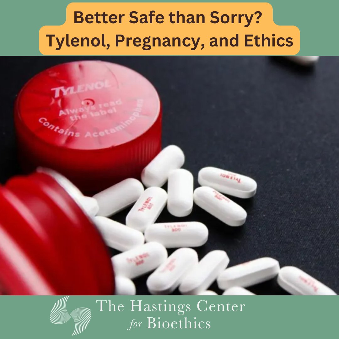 hastingscenter's tweet photo. 🚫💊 “Don’t take Tylenol,” President Trump told pregnant women last week. 

Despite his claims, there is no evidence that Tylenol taken during pregnancy increases the risk of autism, ADHD, or intellectual disability. 

NEW Hastings Bioethics Forum essay, https://t.co/6FJ42rrQCI https://t.co/C3KgdWiGAe