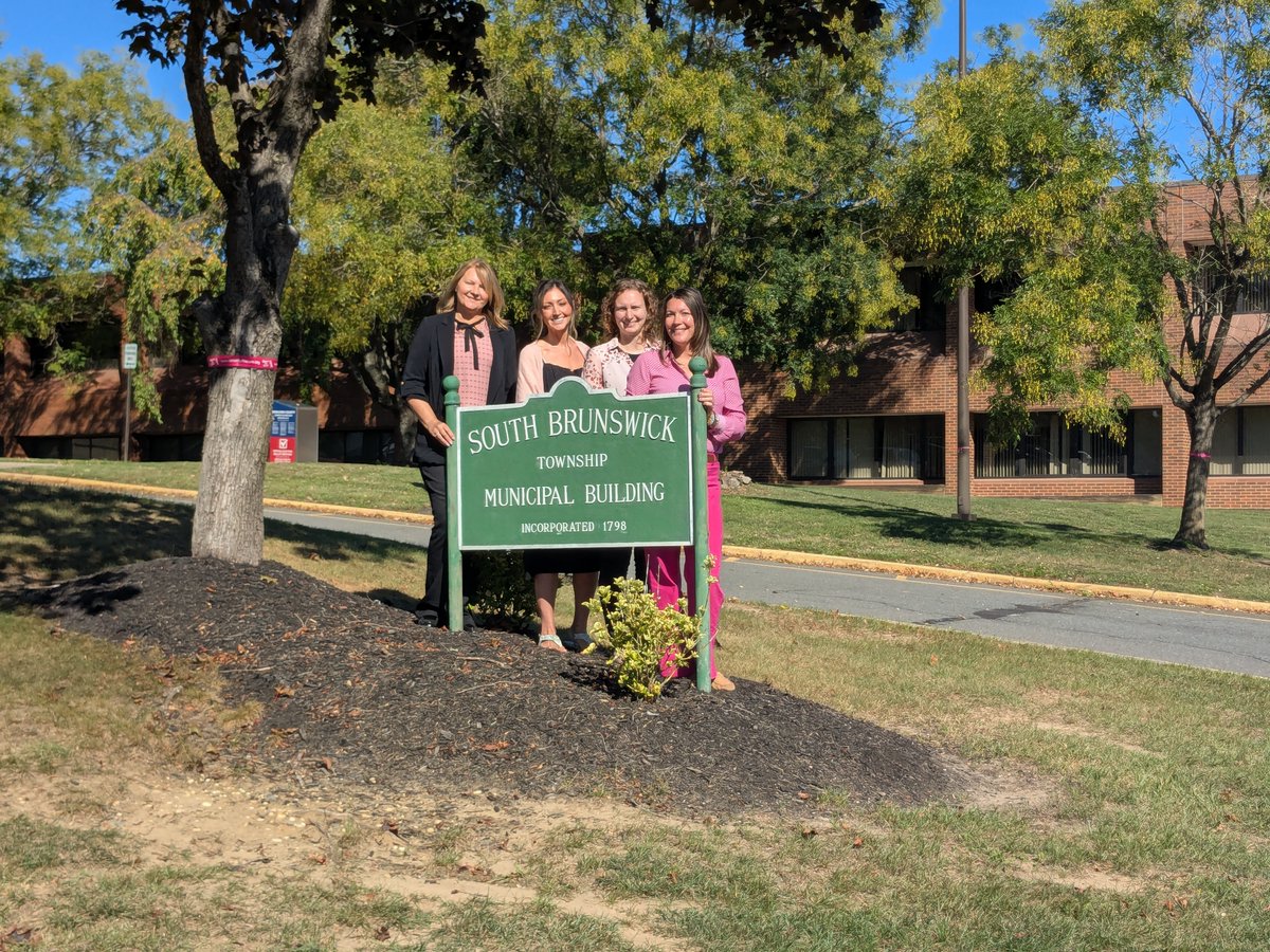 On Oct 1, South Brunswick tied pink ribbons on the Municipal Building trees for Breast Cancer Awareness Month 💗🌳 #DanceForTheCureNJ #DFC #TTP #TieTheTownPink danceforthecure.org