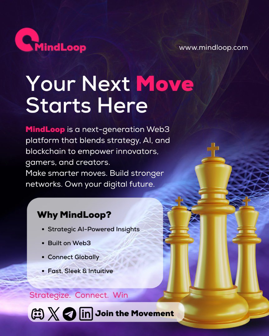 Owaee_'s tweet image. I worked on this project weeks ago, and almost forgot to share it here.
Meet MindLoop, where every move counts, where your strategy meets the decentralized future.
One loop. Infinite possibilities. #MindLoop #Web3 #Web3Designer #Branding
Hire me for your next project.
