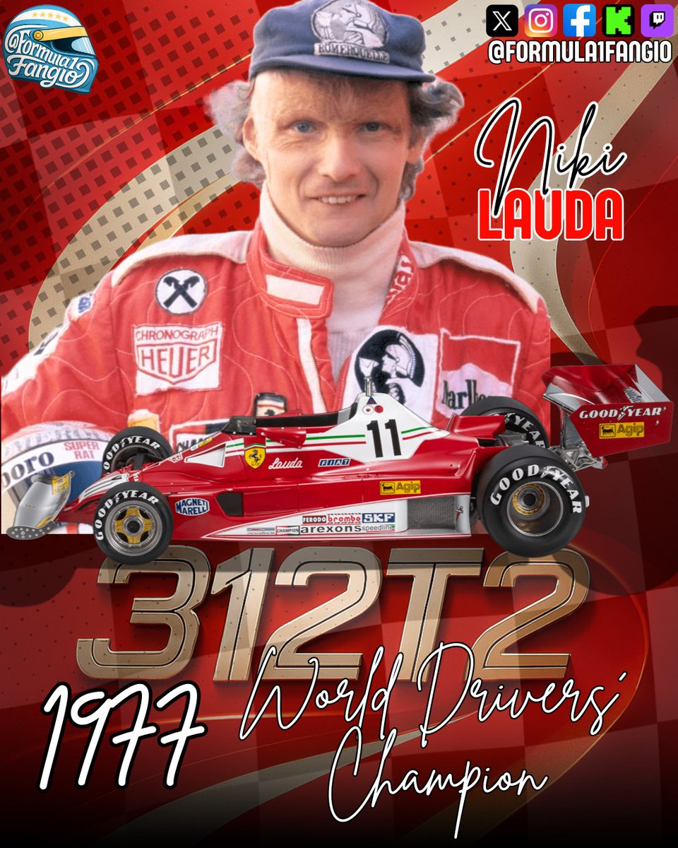 Formula1Fangio's tweet image. 🇦🇹 Un día como hoy de 1977, Niki #Lauda se consagraba campeón del mundo de #F1 por segunda vez. Con #Ferrari y el mítico 312T2, logró un título que simbolizó su fortaleza, constancia y temple, consolidándose como una de las grandes leyendas del automovilismo 🏆

🧵 ABRIMOS HILO
