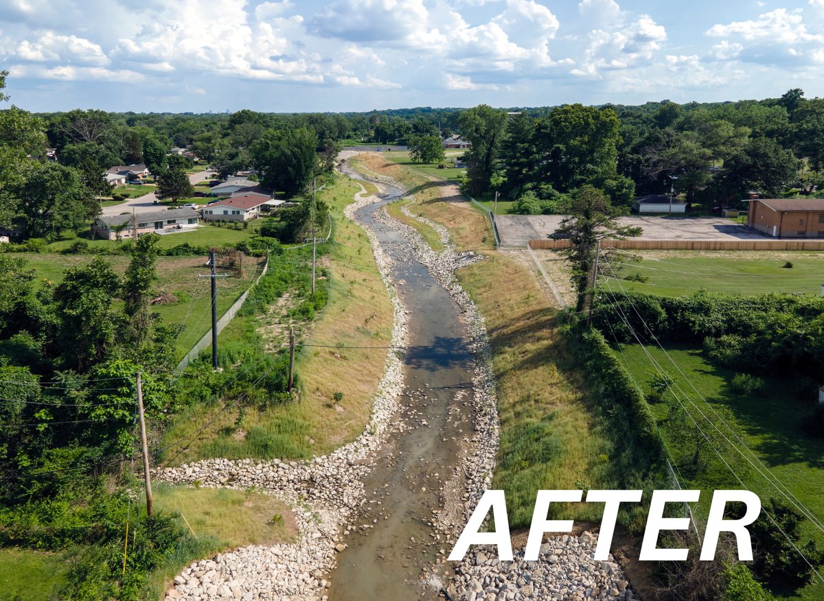 MSDProjectClear's tweet image. We’re thrilled to receive an American Public Works Association @APWATWEETS award for our creek stabilization project in North St. Louis County! This partnership with HR Green, Keeley Construction &amp;amp; local residents will protect homes and vital infrastructure along Blackjack Creek.