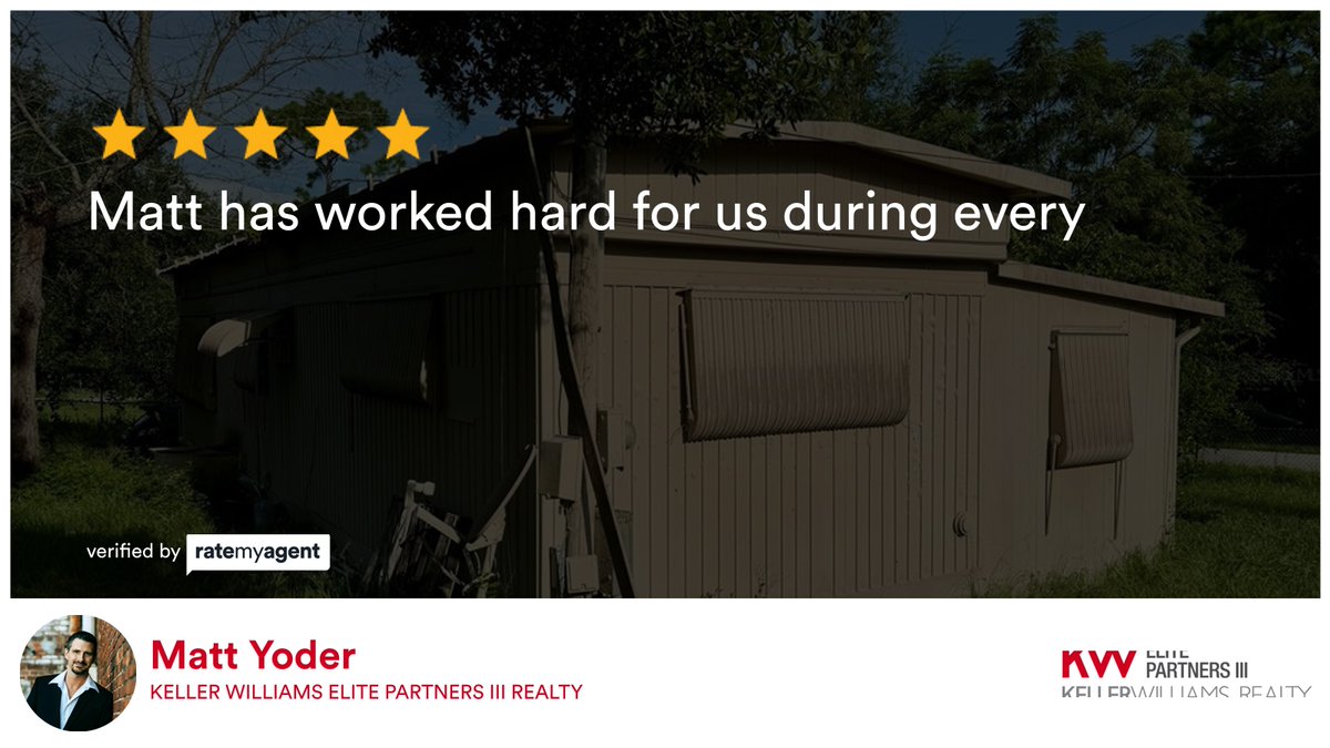 mattyoder_yoder's tweet image. My latest RateMyAgent review in Belleview.
Florida Realtor License SL3461573
rma.reviews/lucw1zipk3is

...
#ratemyagent #realestate #KW_Elite_Partners_III_Realty