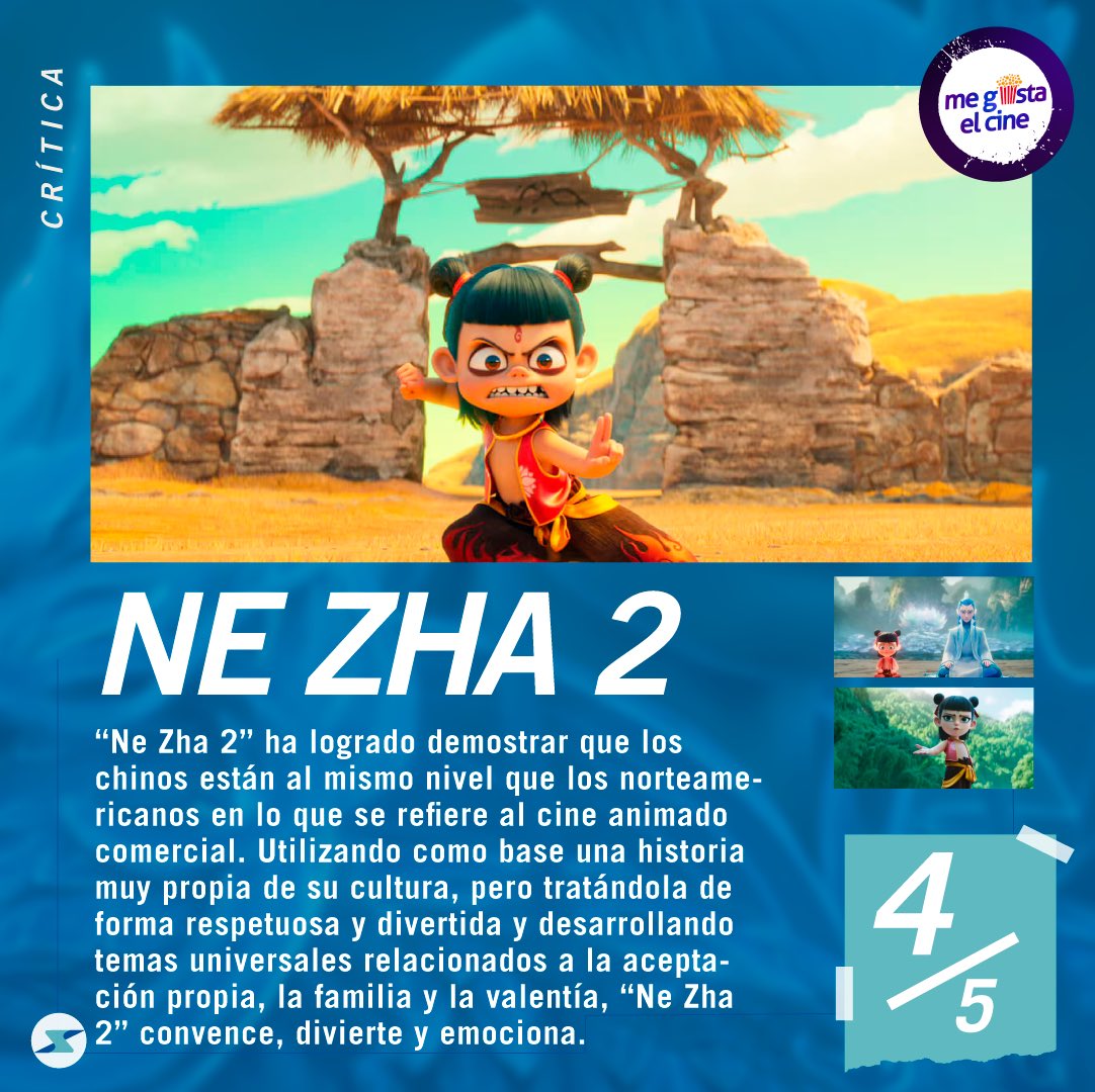 sebazavacritica's tweet photo. "Una película enorme de gran corazón."
Entren a @MGustaElCine para leer mi crítica de NE ZHA 2, una épica película china de animación.
AQUÍ ➡️ https://t.co/0555V4hDfu
#NeZha2 #CineChino #Cinecolor #MeGustaElCine https://t.co/fRI8FPWZKl