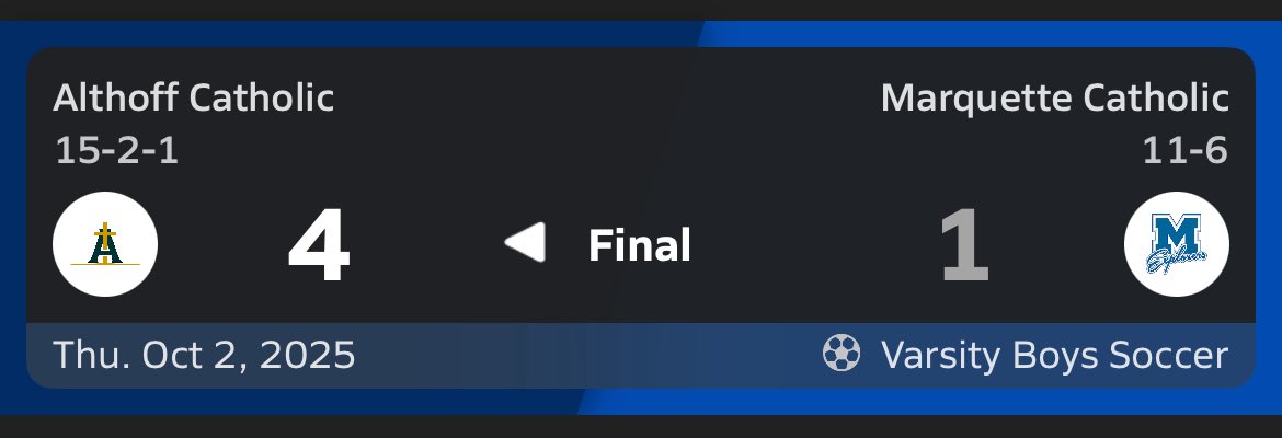 Crusaders get the 4-1 Conference win over Marquette Catholic tonight. #LetsGoCrusaders #618soccer