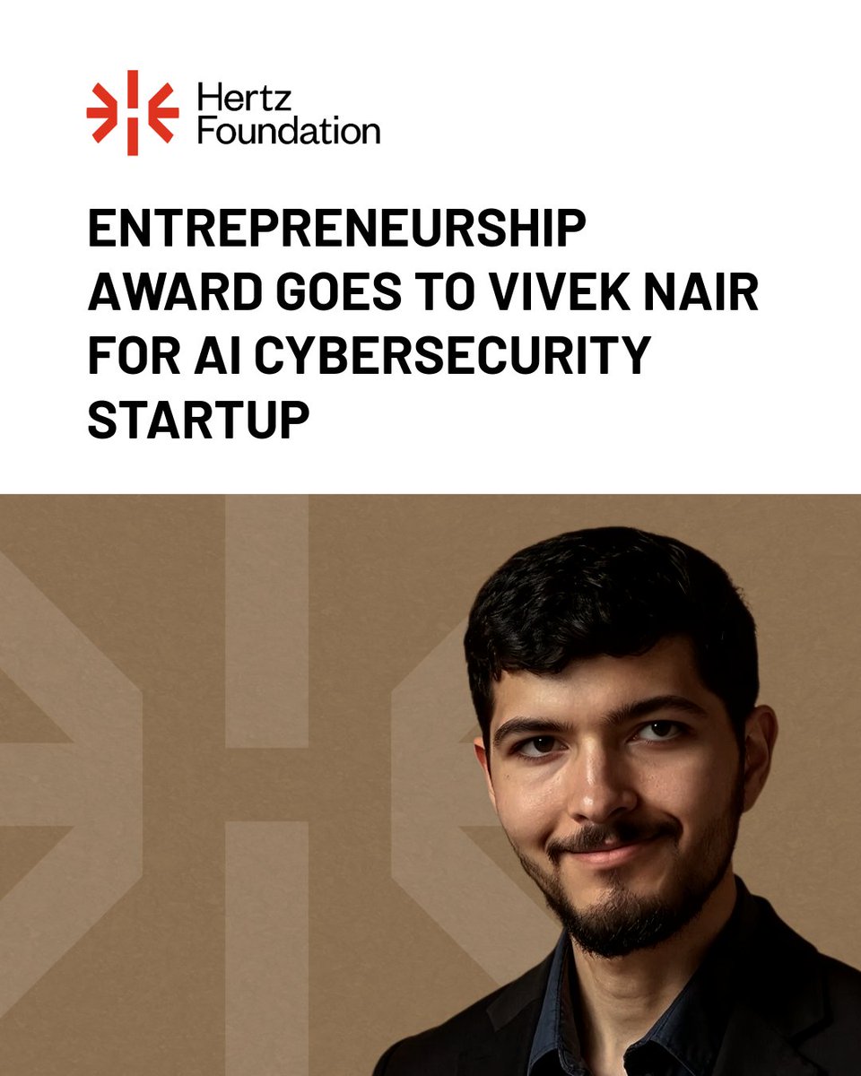 HertzFoundation's tweet image. We’re excited to announce that Hertz Fellow Vivek Nair is the recipient of this year’s Harold Newman and David Galas Entrepreneurial Initiative for his startup, Multifactor.
As AI introduces new vulnerabilities, Vivek is pioneering what he calls the next pillar of cybersecurity:…