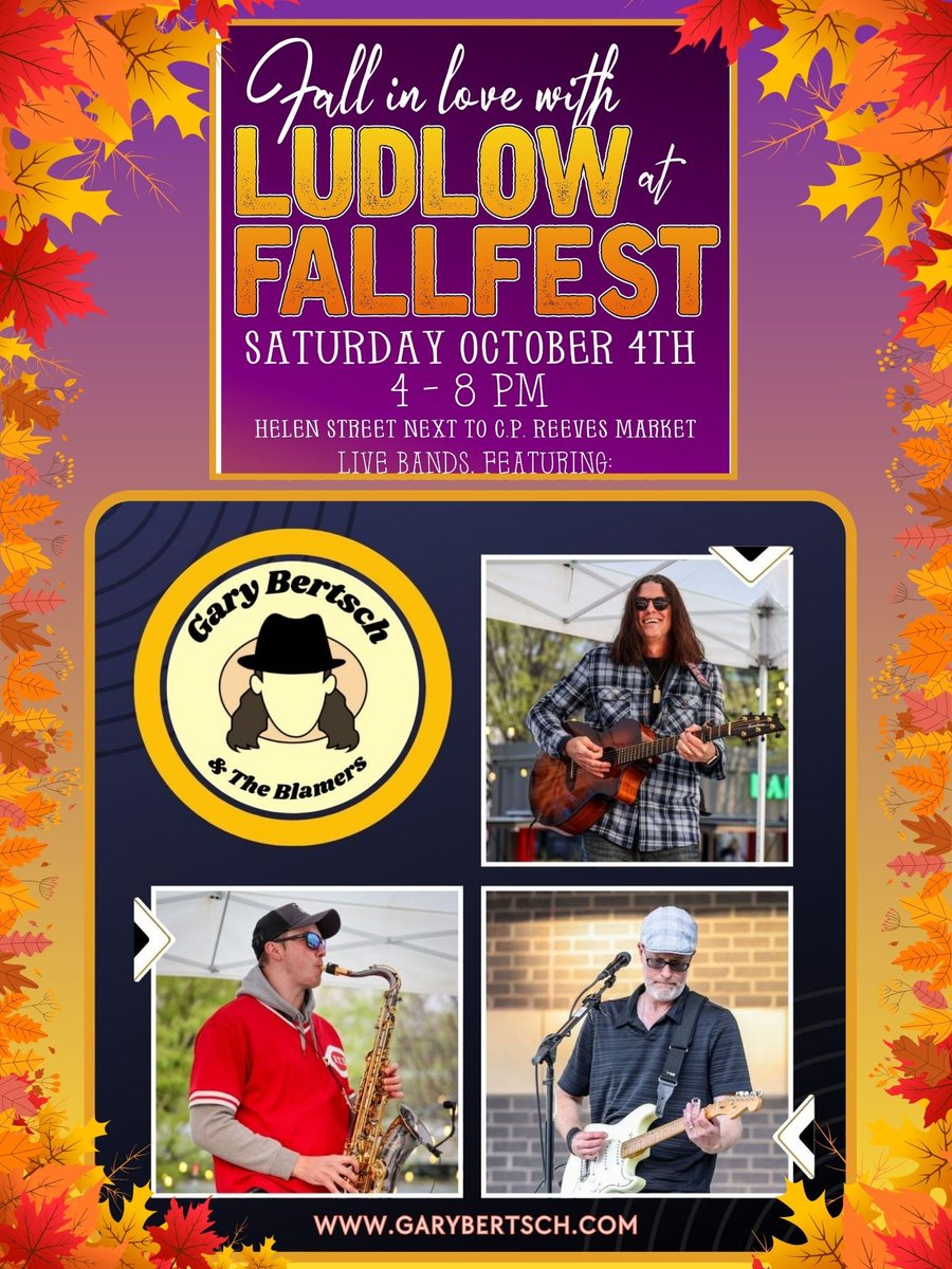 Excited to be a part of the Ludlow FallFest!  We take the stage from 5:00-6:30 Saturday, 10/4. <a href="/garrenb24/">Garren Bertsch</a> 

#singersongwriter #FolkRock #americanamusic #kentuckymusic #cincinnatimusic #ludlowky