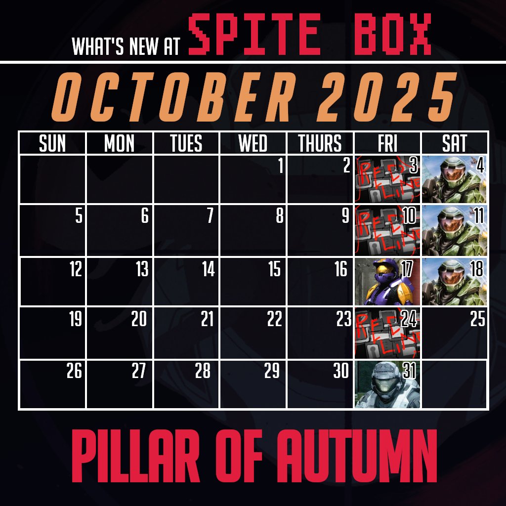 All aboard the Pillar of Autumn! 🎃 Machinima is back on the menu lads!

More episodes of RED LINE until its finale on the 24th, a new GUARD DUTY SIDES on the 17th, and Jax's Halo journey continuing on the 4th!

Topped off with the SERIES PREMIERE of NINE TO FIVE on Halloween!👻