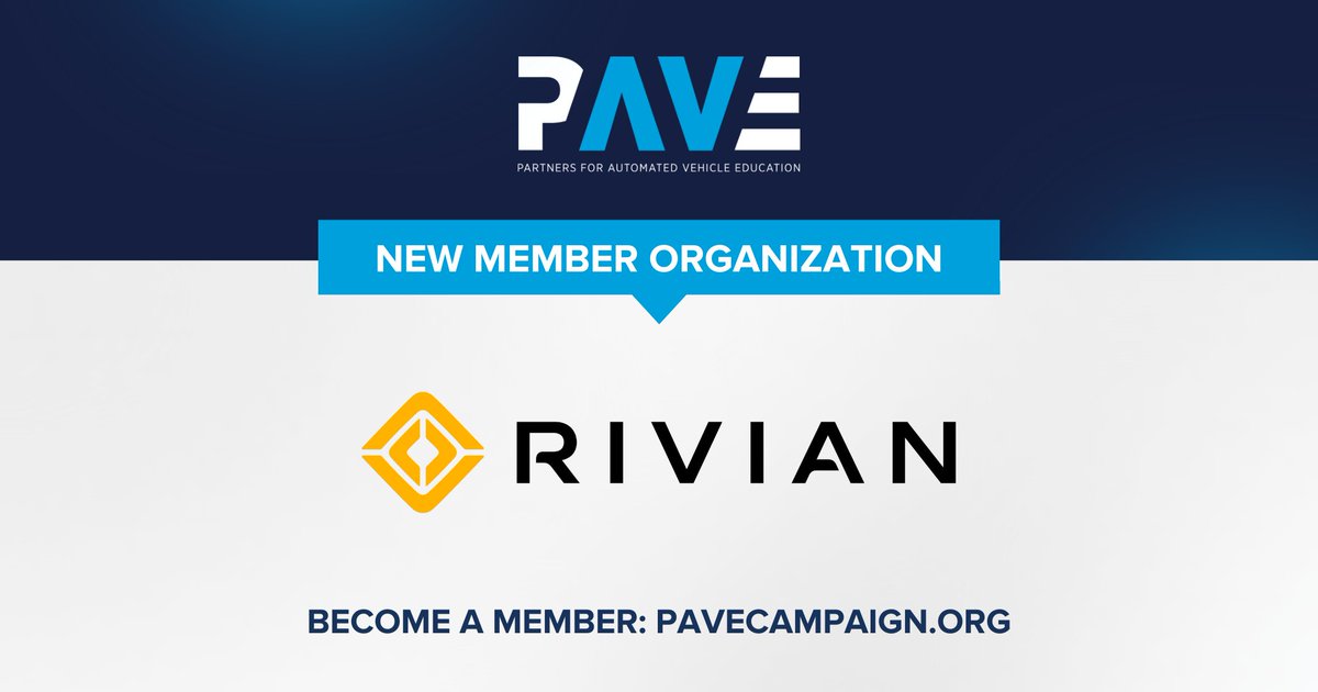 PAVECampaign's tweet image. PAVE is thrilled to welcome our newest member, @Rivian! Rivian is an American company that develops and builds electric vehicles, software and services. Learn more at rivian.com

#PAVE #Rivian #newmember #electricvehicles
